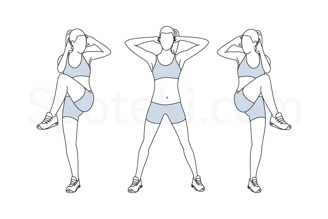 Standing bicycle crunch